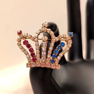 👑Gold Plated Red White and Blue Stoned C4own👑